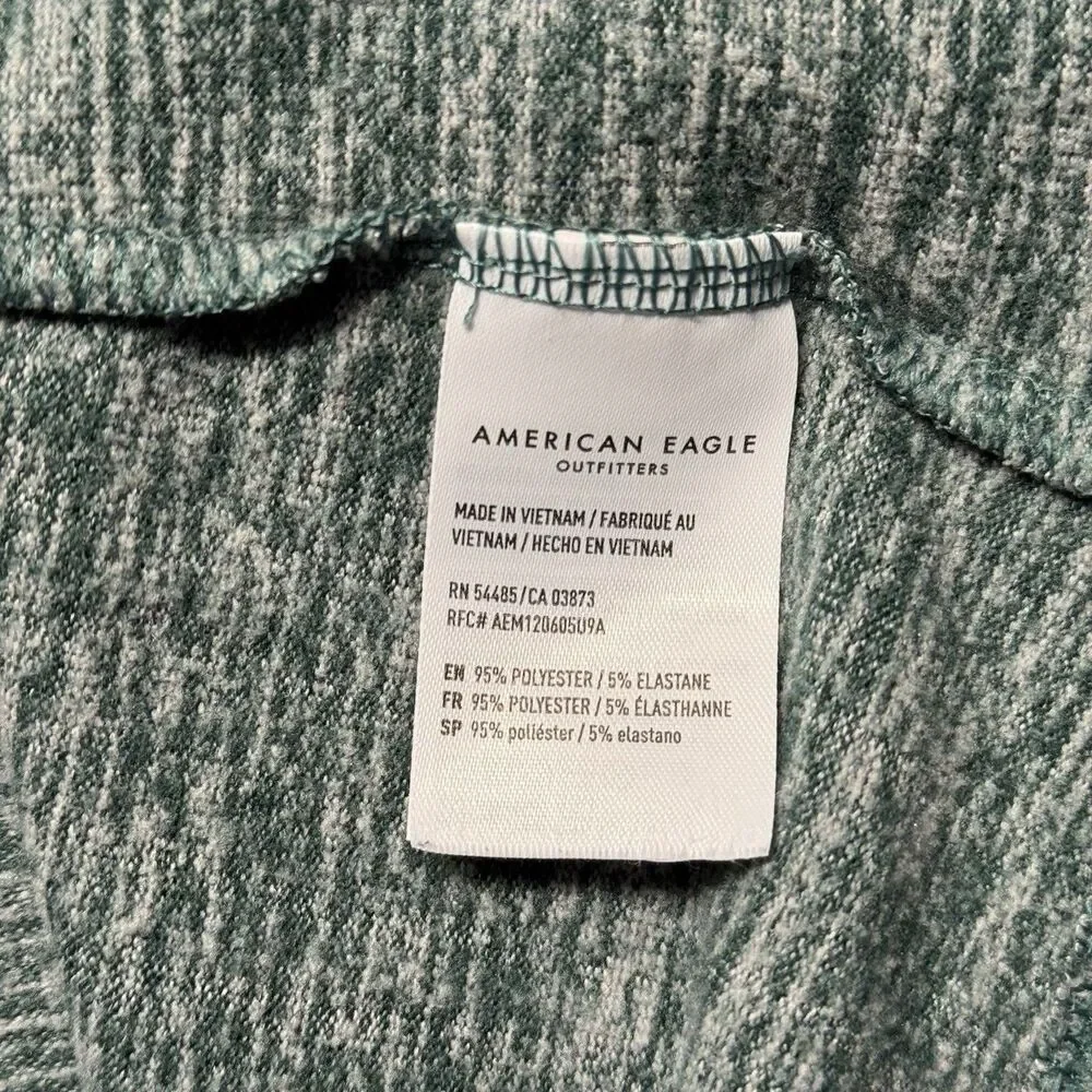 American Eagle Womens XL Soft & Sexy Plush V Neck Sweater Green Stretch Pullover